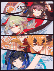 Картина по номерам Геншин Глаза - Ху Тао Кадзуха Тома Елань