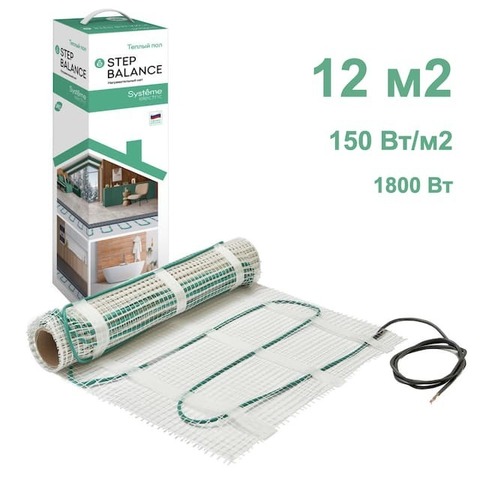 Тёплый пол - мат нагревательный, 150 Вт/м2, 1800 Вт, 12 м2. STEP BALANCE. Systeme Electric. SBM150120