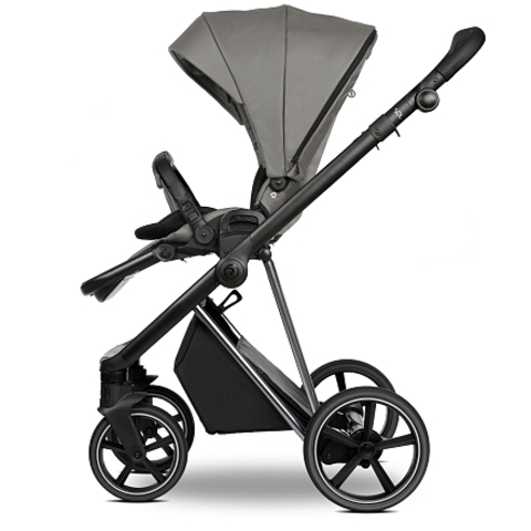 ROAN Коляска 2 в1 Sol Luxury короб + прогулка leather/Glacier Gray/Nickel/руч.Black/к.Black(2 места)
