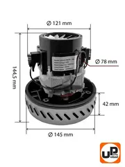 Двигатель электрический UNITED PARTS для пылесоса d145мм, высота 144,5мм, 1800Вт, 22000 об/мин (90-1398)