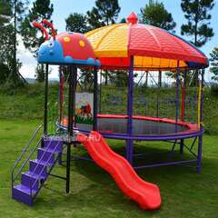 Батутная арена с горкой «Весёлый жучок 3», диаметр 10 футов 4x3x2,3 м