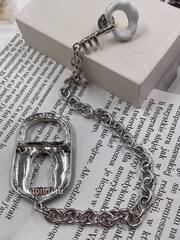 Брошь двойная Скиап. серебристая с черной эмалью 