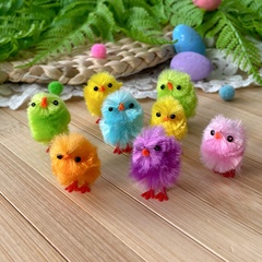 Цыплята декоративные мини разноцветные, пушистые, 2*4 см, набор 8 шт.