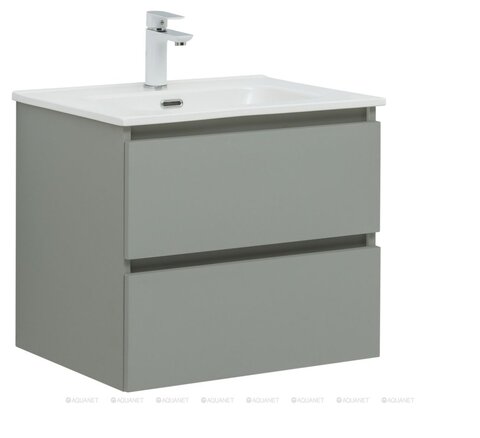 Aquanet 367332 Тумба с раковиной Вега 2.0 60 (Ирис T) 2 ящ. цв. мисти грин (367332)