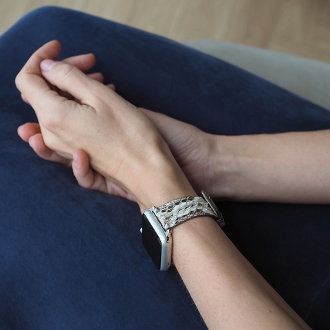 Ремешок для Apple Watch 44/45/46 mm из кожи питона, натурального цвета