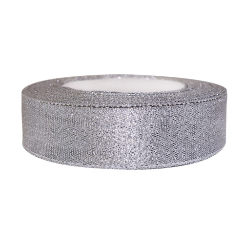 Атласная лента 25мм 27метров №911 (металлизированное серебро)