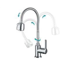 Смеситель для кухни, Frud, гибк излив, с картриджем, хром, R42052-30