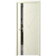 Купить Межкомнатная дверь эмаль Геометрия 6 слоновая кость с зеркалом
