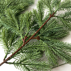 Еловая ветка искусственная, реалистичная, цвет зеленый светлый, 37-39 лапок, декор зимний, рождественский, ветка 41 см, набор 3 ветки.