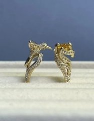 Кольцо ПТИЧКА КОЛИБРИ с желтым камнем