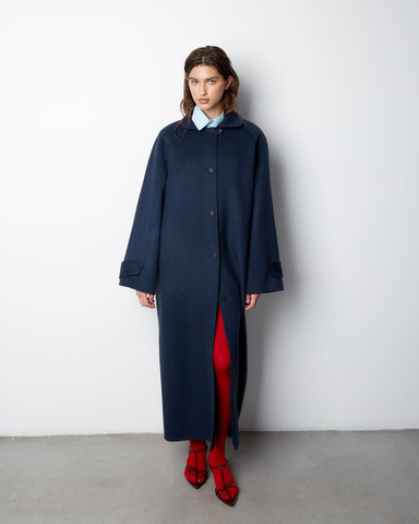 Пальто из мягкой шерсти Стелла Маккартни синий меланж