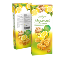 Мармелад 200 г лимонный с имбирем в сахарной пудре СЛАДАРТ.
