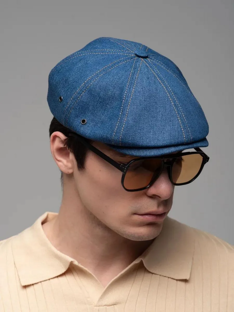 Кепка восьмиклинка джинсовая осенняя