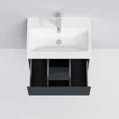 Тумба с раковиной подвесная, 60 см, 2 ящика, графит матовый AM.PM Gem - M90FHX06022GM