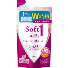 Шампунь-кондиционер 2 в 1 увлажняющий Lion Япония Soft in 1, цветочный, 380 мл