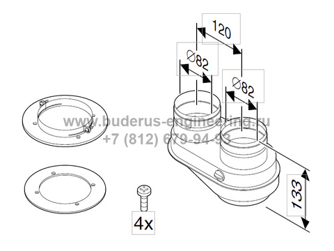 Присоединительный элемент к котлу с переходом DN60/100 = 80 + 80 для Buderus Logamax U072