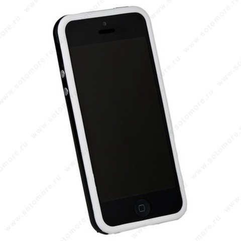 Бампер для iPhone SE/ 5s/ 5C/ 5 белый с черной полосой
