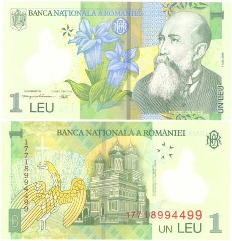 Банкнота 1 лей 2005 (2017) год, 177I8994499 Румыния. UNC