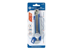 Нож технический КОБАЛЬТ лезвие 18 мм, двухкомпонентный корпус, металлическая направляющая, фиксатор, блистер (242-151)