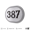 Номерок на дверь квартиры 387, для кабинета, офиса, шильдик 9 х 7 см, брашированная сталь, Айдентика Технолоджи
