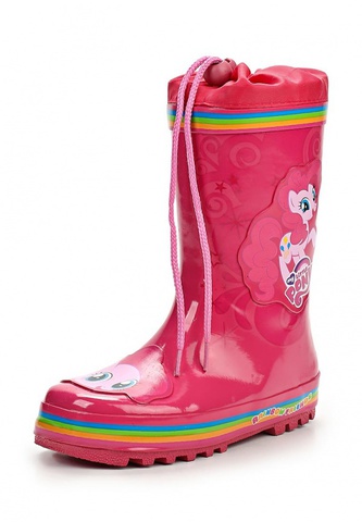 Резиновые сапоги Пони (My little Pony) утепленные на шнурках для девочек, цвет розовый. Изображение 1 из 7.