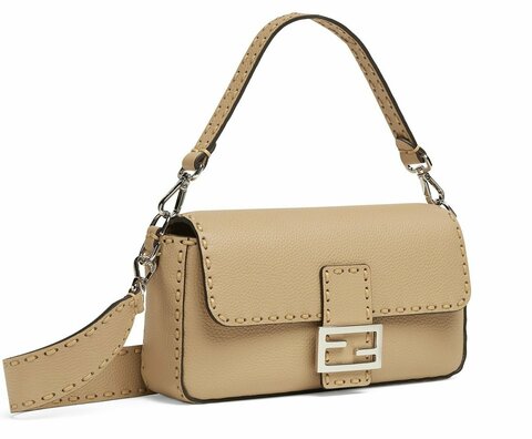 Сумка Fendi Baguette Selleria с крупной прострочкой розовый