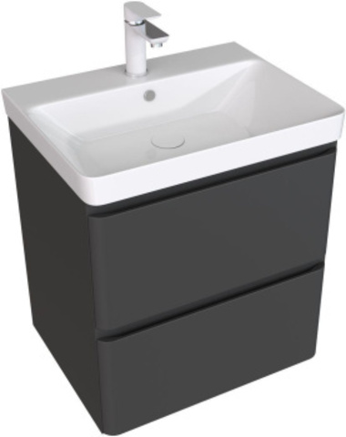 Aquanet 330466 Тумба Эмбер 60 2 ящ. цв.черный матовый (330466)