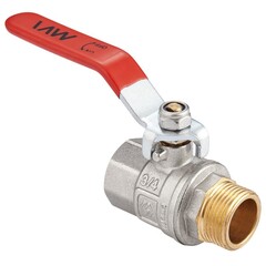 Кран латунный шаровой MVI BV.512, DN 50, PN 40, никелированный, полнопроходной, муфта-штуцер, рычаг