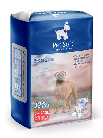 Pet Soft одноразовые впитывающие подгузники для животных (размер XL) 12 штук