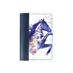 Обложка на паспорт комбинированная "Лошадка", синяя