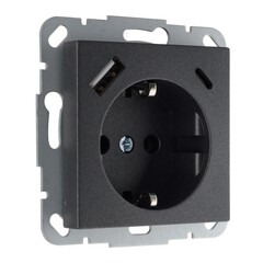  Розетка С/З+USB-зарядное устройство 3,4 А+TypeC IUK-3-01 E/J антрацит, LIREGUS EPSILON