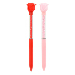 Ручка шариковая, автоматическая, Basir, синие чернила, серия "Роза", с поворотным механизмом и стразами, 24 шт