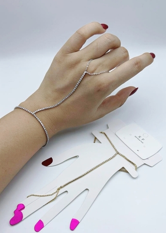 6912- Слейв-браслет с теннисной дорожкой из фианитов