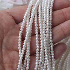 Жемчуг натуральный речной, круглый, 2,9-3,5 мм, 1 нить, Ж002