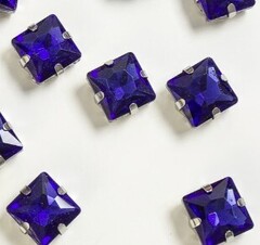 Стразы пришивные стекло в оправе, ш. 10 мм, синий