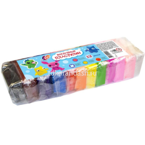 Пластилин воздушный 12 цветов 120гр. в пакете, 1 шт.