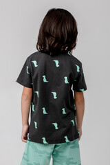 фуфайка  для мальчика  КР 301984/черное дерево,зеленые динозавры