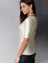 Футболка облегающая из хлопка в рубчик с U вырезом и матовым покрытием металлик  D49.120 (129288)