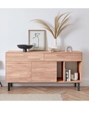 Комод 165х42х84, Виби, с ящиками для вещей, массив дуб, тумба под телевизор на металлических ножках в стиле лофт, Dipriz