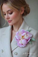 Брошь из шелка - Сиреневый пион