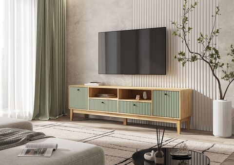 Оливия Тумба ТВ 2 двери 2 ящика (Олива софт, Дуб Крафт )