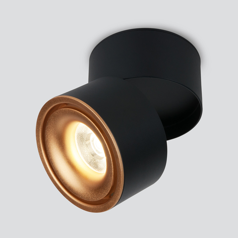 Накладной светодиодный светильник DLR031 15W 4200K 3100 черный матовый/золото