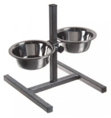 Зооник подставка для миски квадратная+металлические миски 0,35л