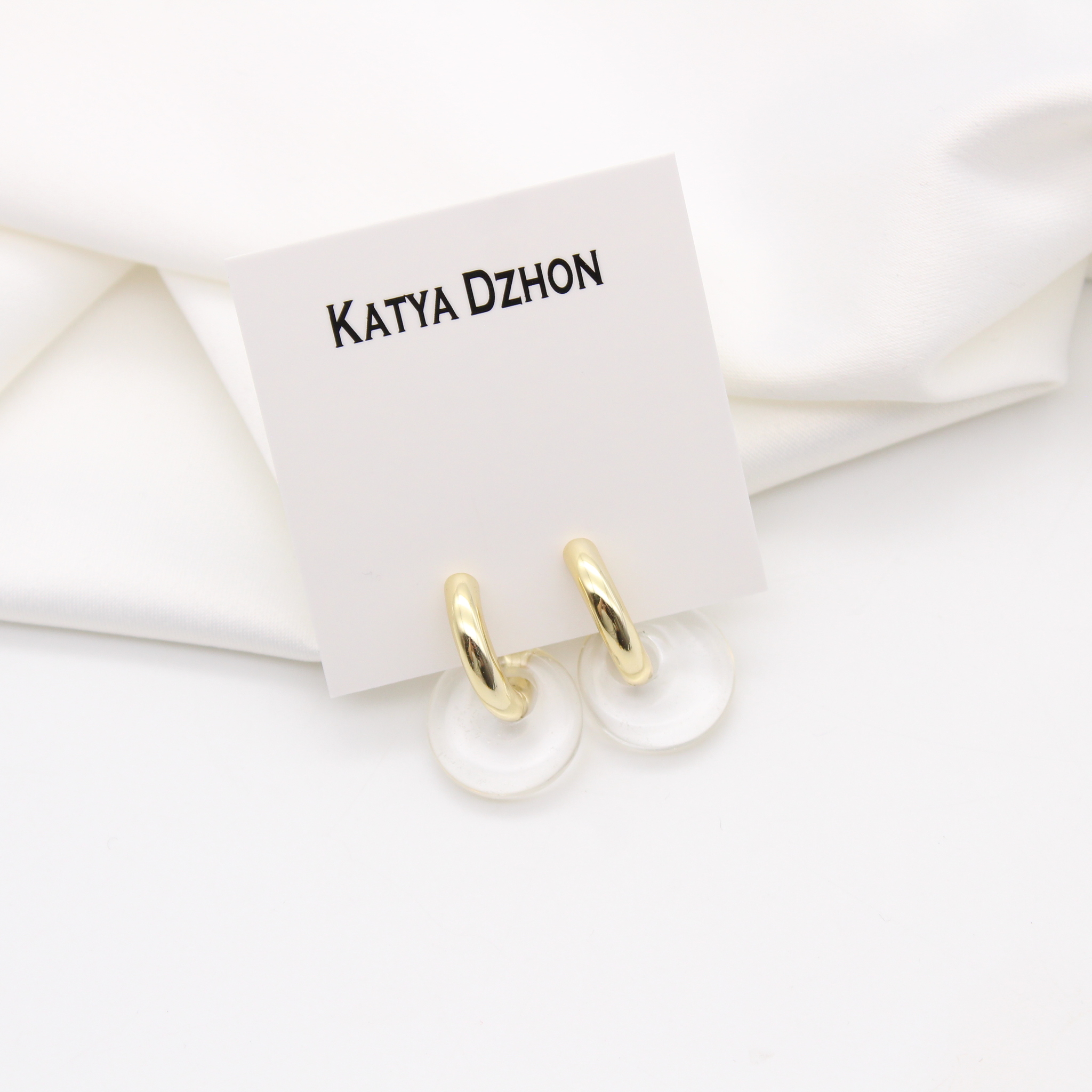Серьги-бублики Katya Dzhon с подвесками кварца