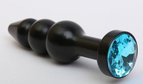 Чёрная анальная ёлочка с голубым кристаллом - 11,2 см. - 4sexdreaM 47432-1