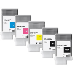 Комплект совместимых картриджей Canon PFI-107, 5 x 130 мл для Canon imagePROGRAF iPF670, iPF680, iPF685, iPF770, iPF780, iPF785