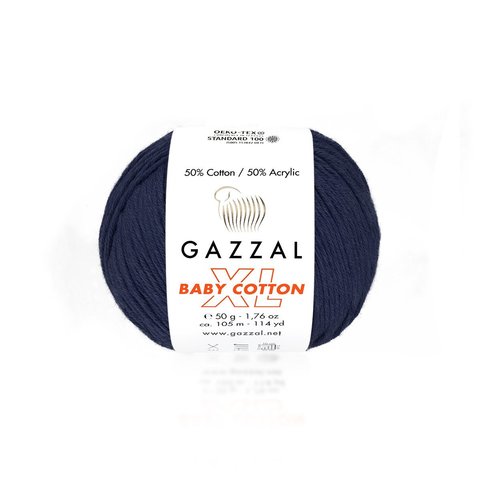 Пряжа Gazzal Baby Cotton XL 3438 темно-синий