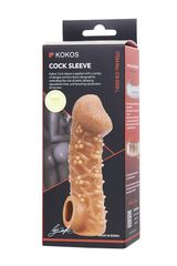 Телесная закрытая насадка с пучками шишечек Cock Sleeve Size L - 17,6 см. - 