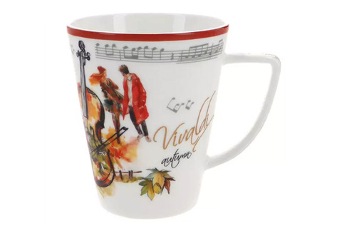 Кружка 380мл Carmani Осень A. Vivaldi белая с красным кантом