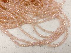 Бусины граненые Рондель, d 4 мм, 1 уп=10 нитей, 1 нить 45 см, персик АВ
